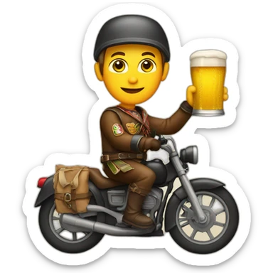 beer drinker in German costume on motorbike sticker
