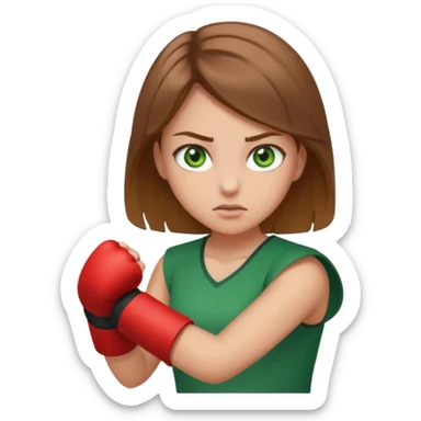 girl with green eyes and brown light hair fighthing sticker