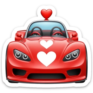 heart driving in a race car sticker