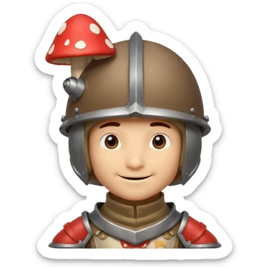 mushroom knight portrait, head and shoulders only, mushroom cap helmet, tiny armor collar, heroic smile, fantasy vibe, 3D cartoon, mobile game icon style, clean background, no text, no watermark
 
 sticker