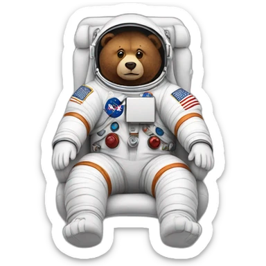 astronaut but in a plush bear position (sit) sticker