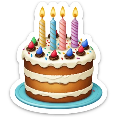 Animal going crazy eating birthday cake sticker