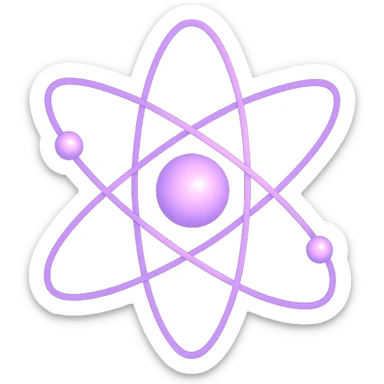 an atom with lavender-pink colors sticker