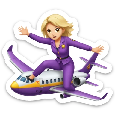 a woman jumps off a plane, apocolypse sticker