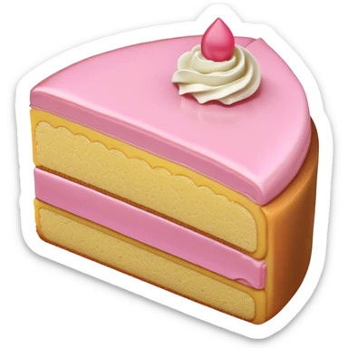 sweet simple slice of sponge cake with pink frosting on the outside sticker