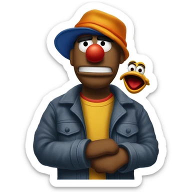 Thug-Life Gangster-style Hood-version of Grover:
Bert and Ernie:
The ultimate odd couple: Bert is serious and organized, while Ernie is playful and carefree. Together, their friendship shows that opposites can make the best of friends. sticker