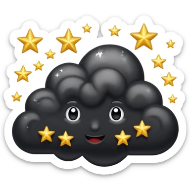 Black cloud with shiny stars sticker