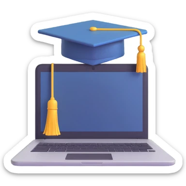 laptop with a graduation hat sticker