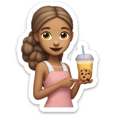 ariana grande with a tan holding a cookie and juice sticker
