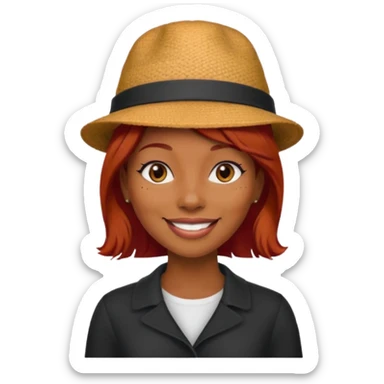 hatted and red haired black woman sticker