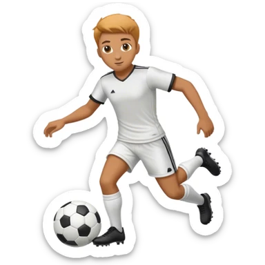 White soccer player with ball sticker