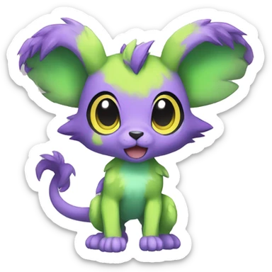Cute cool green purple yellow animal hybrid Fakemon full body sticker