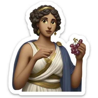 Greek Sappho holds a bunch of grapes in her hand sticker