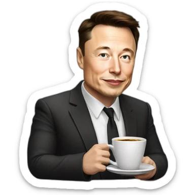 Elon musk driking a cup of coffee and coffee  sticker