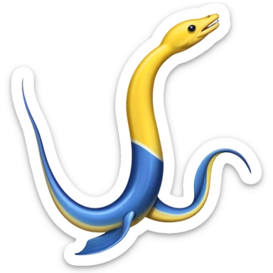 long ribbon eel, blue anbd yellow sticker