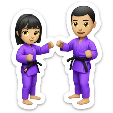 Jiu-Jitsu bright purple short bangs girl Asian sparring with her partner sticker