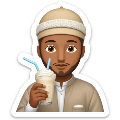 brown muslim man drinking milkshake sticker