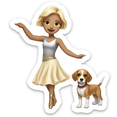 light-skinned and fair-haired dancer with a beagle puppy sticker