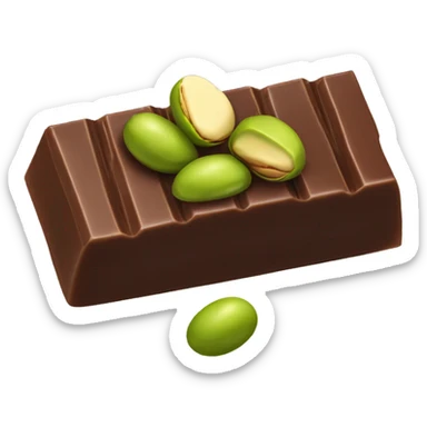 Chocolate bar split in half with pistachio cream inside  sticker