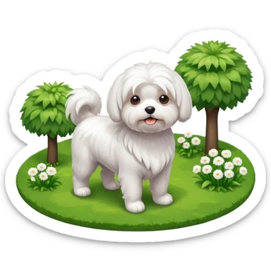 Maltese dog in a garden isometric sticker