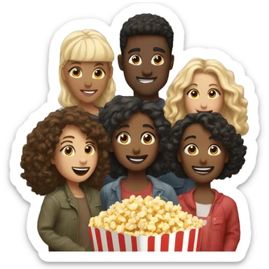 group of friends with popcorn sticker