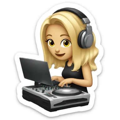 Audio technician blonde girl with a dj desk sticker
