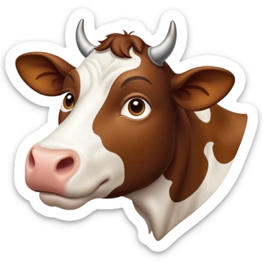 cinematic-noble-brown-and-white-cow-portrait-emoji,-poised-and-regal,-with-a-large,-sturdy-build-and-a-beautifully-patterned-hide-of-rich-brown-accented-by-crisp-white-patches,-deep-set-soulful-brown-eyes,-simplified-yet-sharp-and-sophisticated sticker
