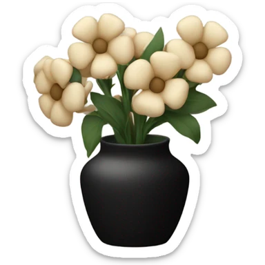 beige flowers in black vase sticker