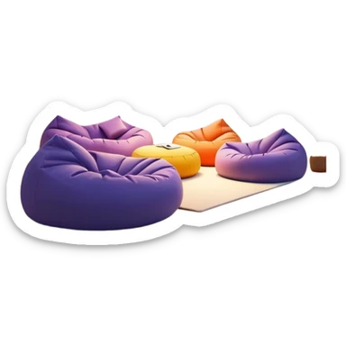 cozy chill zone lounge area with beanbags and ambient lighting sticker