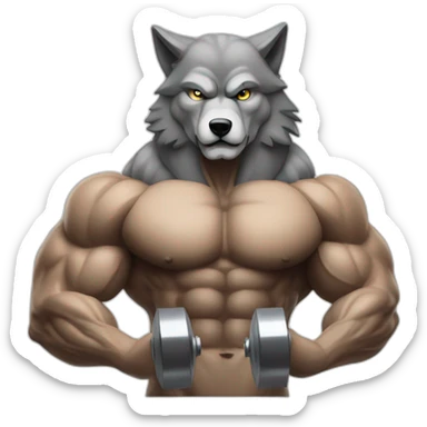 Bodybuilder wolf pumping iron sticker