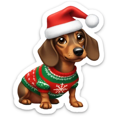 Dachshund wearing a Christmas sweater  sticker