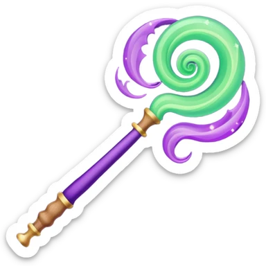 magic wand with purple green wave sticker