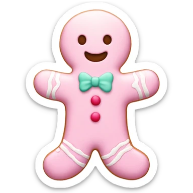 Pastel pink gingerbread man sticker