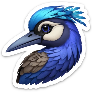 Blue Sicklebill headshot sticker