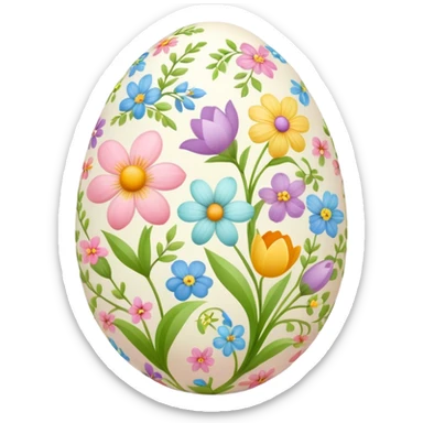 Easter egg decorated with spring flowers and symbols sticker