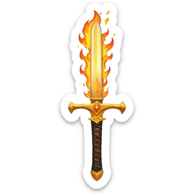 sword on fire crossed sticker