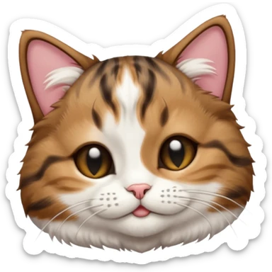 dark brown tabby and white small cat in funny positions upside down with eyes closed sticker