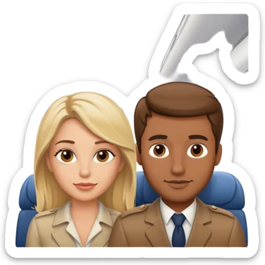 Blonde woman and brown hair man on airplaneCouple on airplane sticker