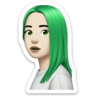 billie eilish green black hair sticker