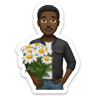 Black guy with flowers  sticker
