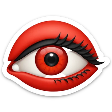 Quiero que mi emoji sea en ojo  👁 que sea de color negro total mete pero que el margen sea rojo con pestañas sticker