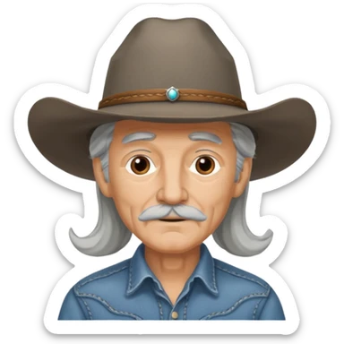 Elderly men with hats long hair  cow boy look sticker
