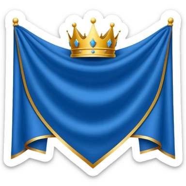 Wave Banner — blue cloth + white crest,Royal Banner. sticker