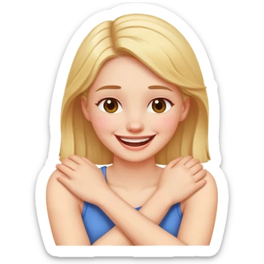 arms crossed holding neck laughing girl sticker