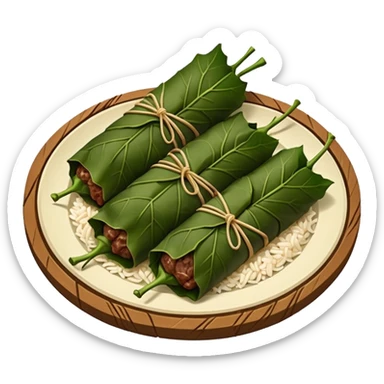 meat and rice wrapped in vine leaves sticker