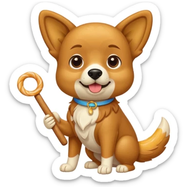 Un perrito viendo con hambre un churro sticker