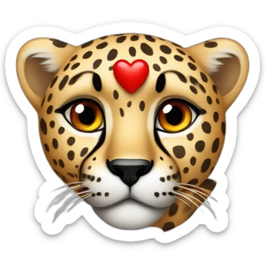 Cheetah with red heart sticker