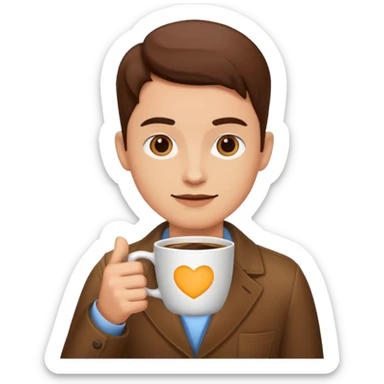 The marketer is drinking coffee. sticker