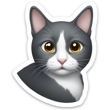 dark grey and white cat with grey eyes sticker