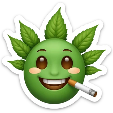 Emoji smoking weed sticker
